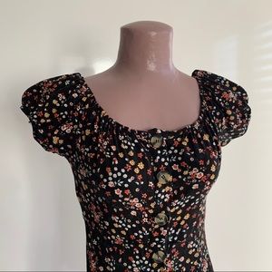 Sky & Sparrow Cap Sleeve Black Floral Mini Dress